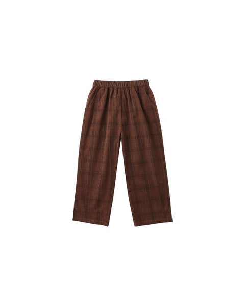 Rylee & Cru Corduroy Baggy Pant ~ Brown Plaid