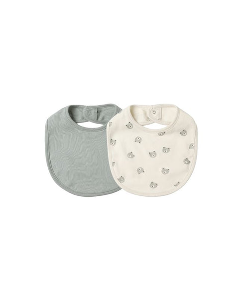 Quincy Mae Jersey Snap Bib, 2 Pack ~ Bears, Steel Blue