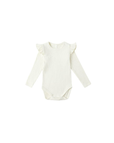 Rylee + Cru Shoulder Ruffle Bodysuit ~ Ivory