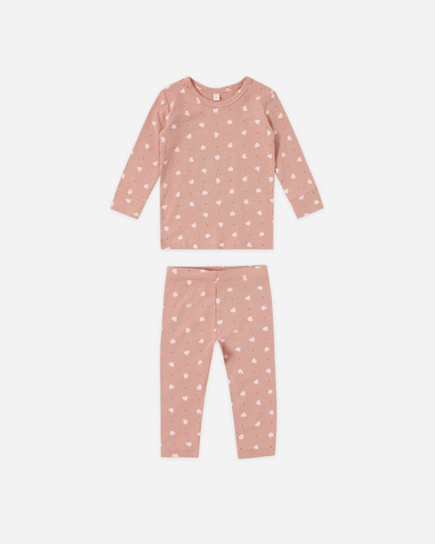 Quincy Mae Bamboo Pajama Set ~ Pink Hearts