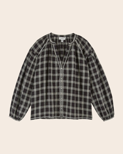 Emile et Ida Women Black Check Blouse ~ Soho