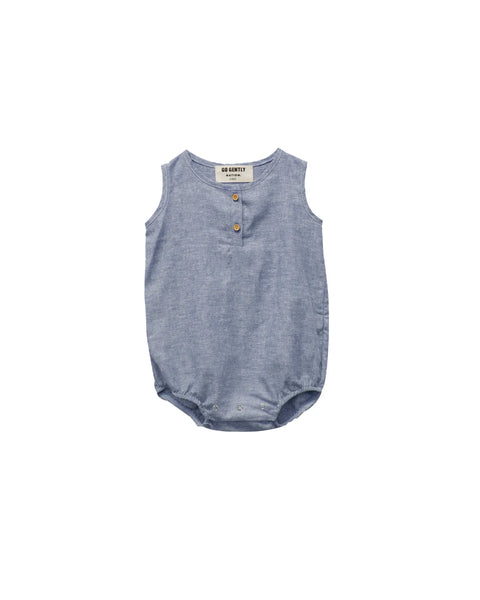 Go Gently Nation Woven Tank Onesie ~ Chambray