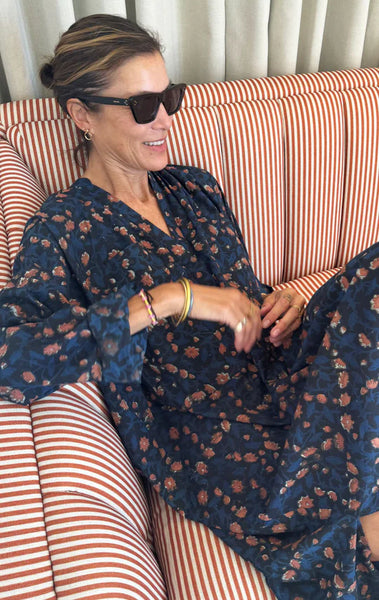 Two NY 2 Pocket Caftan ~ Floral Dabu