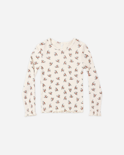 Rylee + Cru Ribbed Long Sleeve Top ~ Ruby Bloom