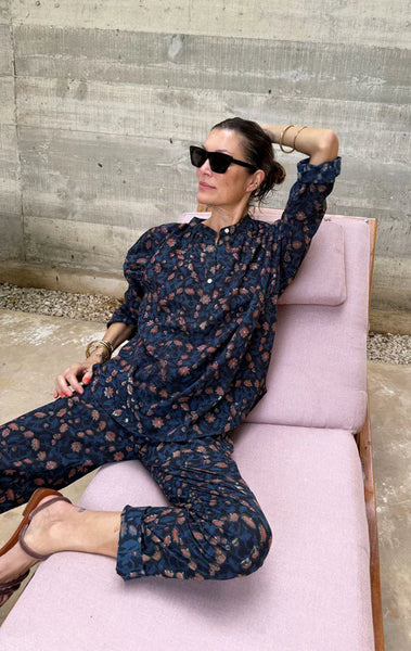 Two NY Pullover Blouse ~ Floral Dabu