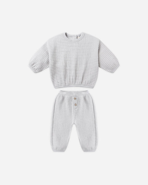 Quincy Mae Textured Sweat Set ~ Frost