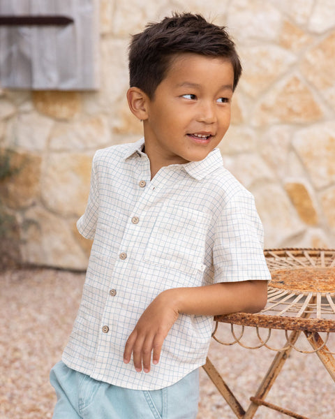 Rylee + Cru Collared Short Sleeve Shirt ~ Grid