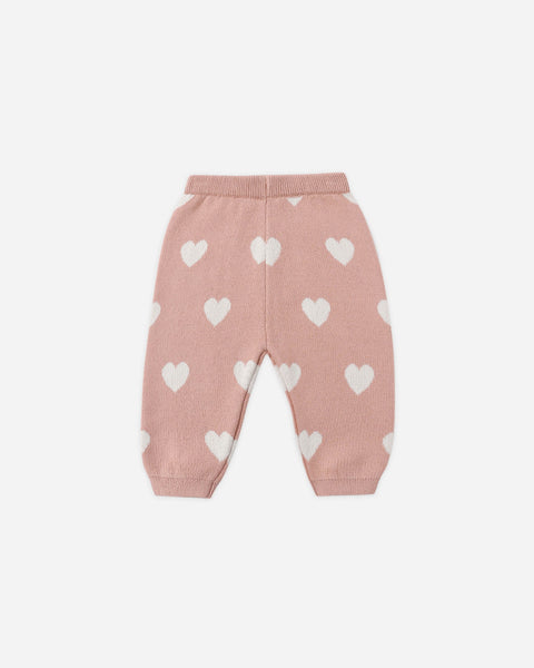 Quincy Mae Heart Knit Pants ~ Pink