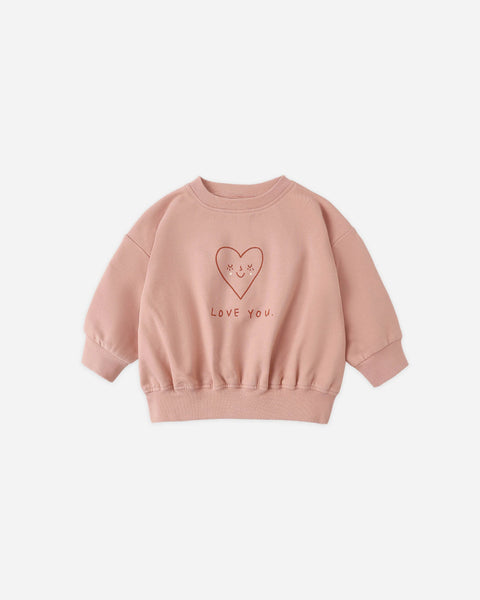 Quincy Mae Relaxed Sweatshirt Love ~ Pink