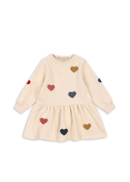 Konges Voila Lou Terry Sweat Dress ~ Multi Heart