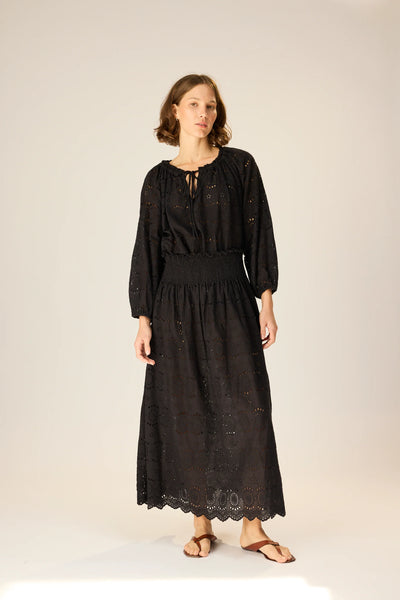 Natalie Martin Bella Skirt ~ Medallion Emb Black