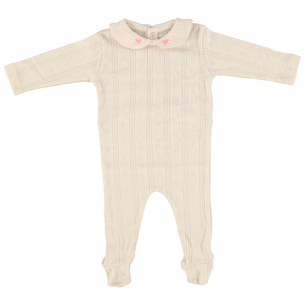 Bebe Organic Bebe Hearts Collar Overall ~ Natural