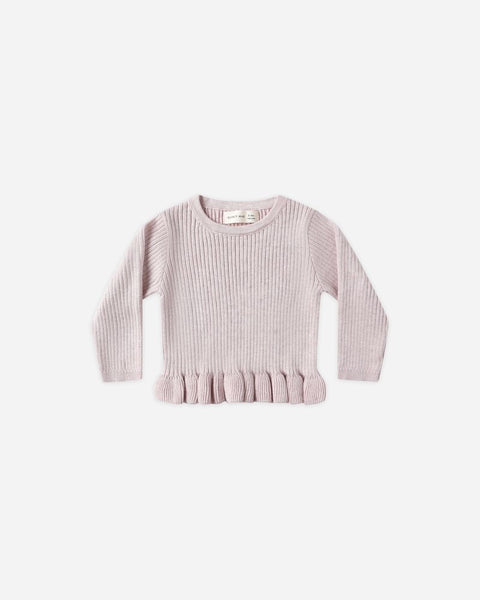 Quincy Mae Rib Knit Peplum Top ~ Lilac