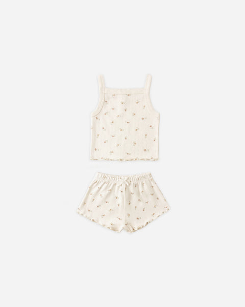 Quincy Mae Pointelle Tank + Shortie Set ~ Petit Fleur