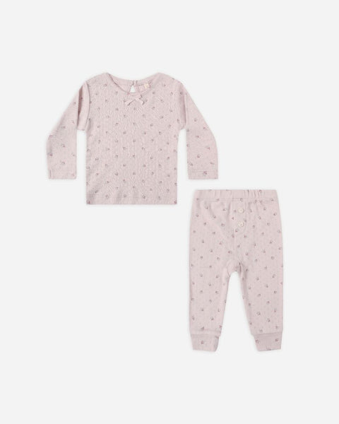 Quincy Mae Pointelle Long Sleeve Tee + Legging ~ Lilac Ditsy