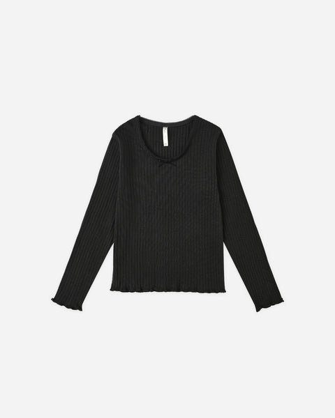 Rylee & Cru Ribbed LS Top ~ Black