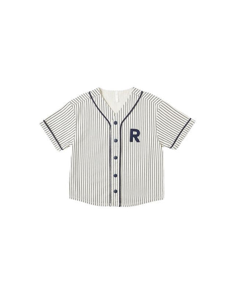 Rylee + Cru Baseball Shirt ~ Navy Pinstripe