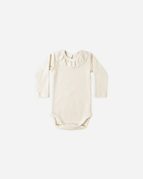 Quincy Mae Ruffle Collar Bodysuit ~ Natural