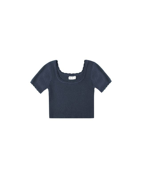 Rylee & Cru Scallop Tee ~ Navy