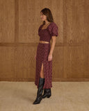 Rylee + Cru Womens Button Slit Skirt ~ Harvest Berry