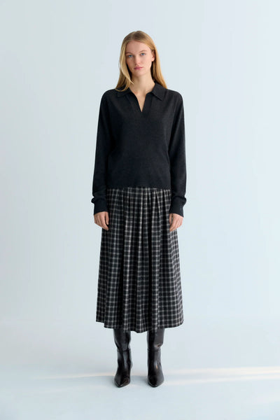New Society Dione Woman Skirt ~ Galactic Grey Check