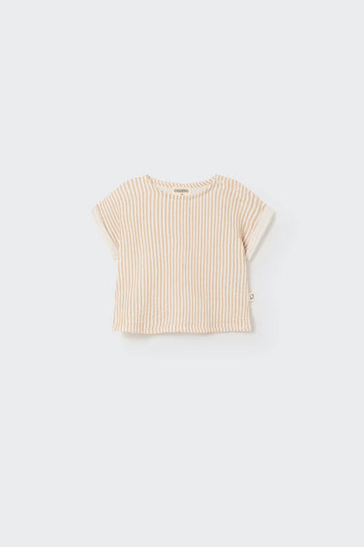 Cozmo Striped Gauze Baby Top ~ Coffee