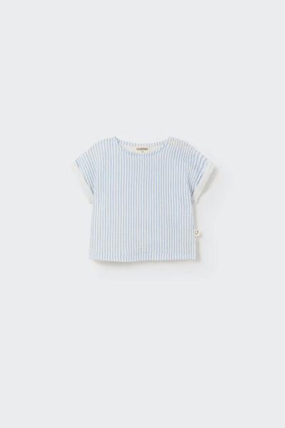 Cozmo Striped Gauze Baby Top ~ Blue
