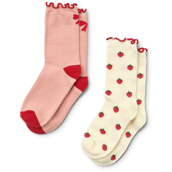 Floss Vigga Socks 2-Pack ~ Pointelle Berry