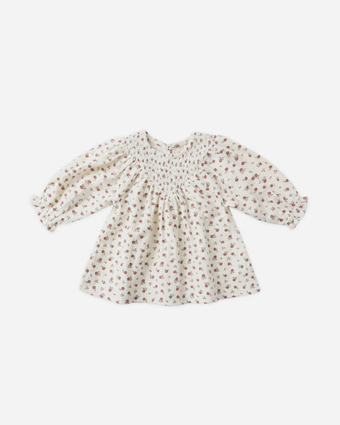 Quincy Mae V Smocked Dress ~ Winter Ditsy