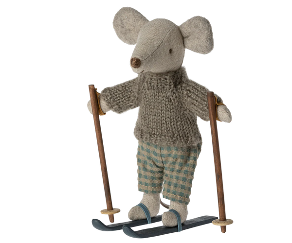 Maileg Big Brother Winter Mouse w/Ski Set