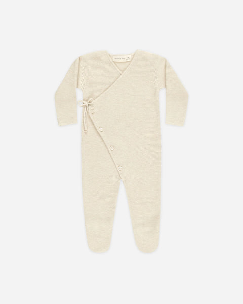 Quincy Mae Wrap Knit Footie ~ Heathered Natural