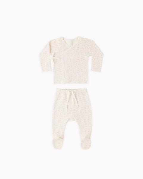 Quincy Mae Wrap Top + Footed Set ~ Ditsy