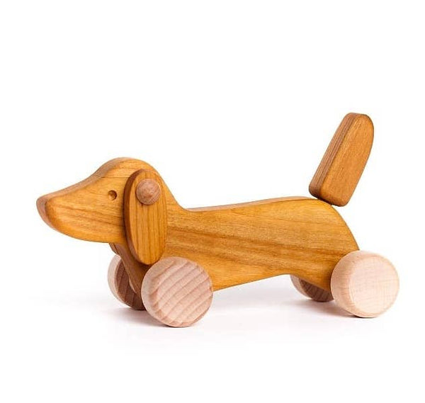 BAJO Dachshund Puppy Pull Toy: Natural