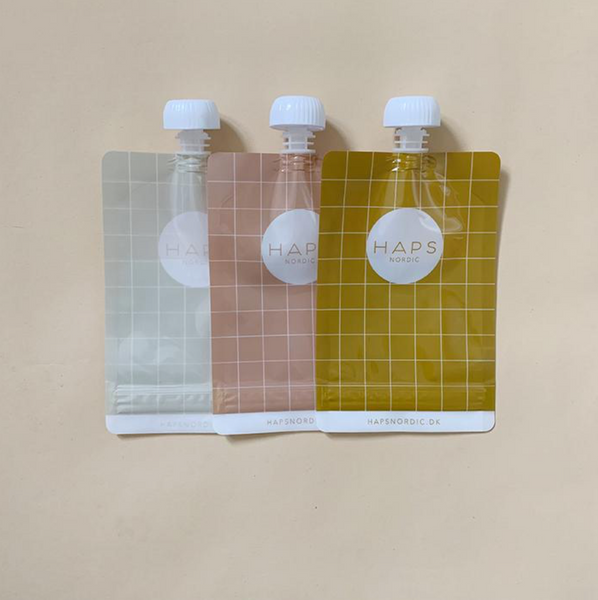 Haps NORDIC Reusable Smoothie Bags - Grey/Pink/Mustard
