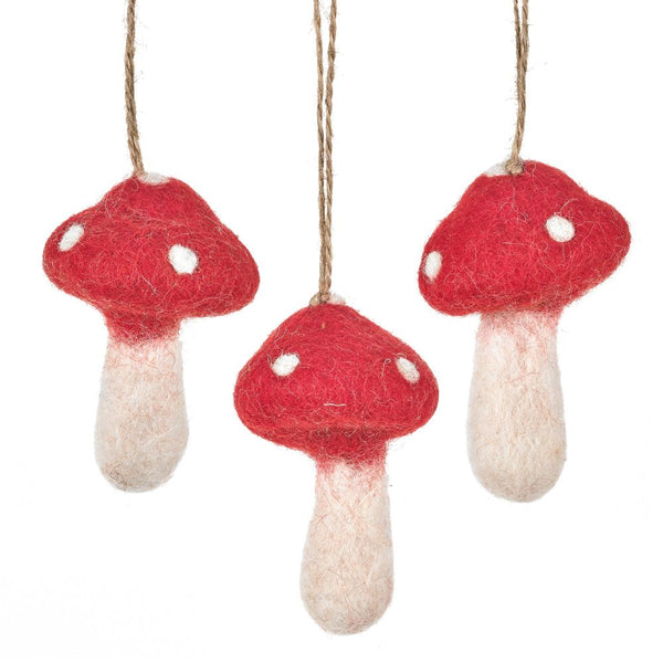 Felt So Good Set of 3 Hanging Red Toadstools