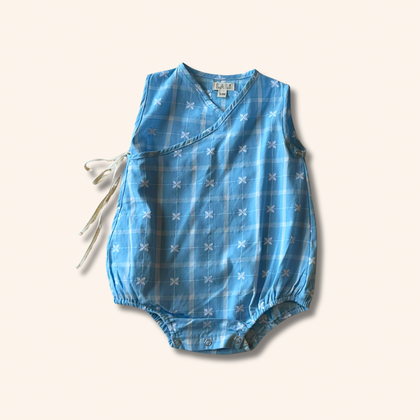 Lali Wrap Onesie in Vitage Blue Plaid
