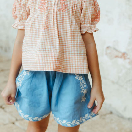 Lali Paperbag Shorts in Coastal Blue