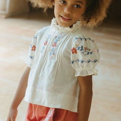 Lali Luna Top in Antique White Linen Cotton