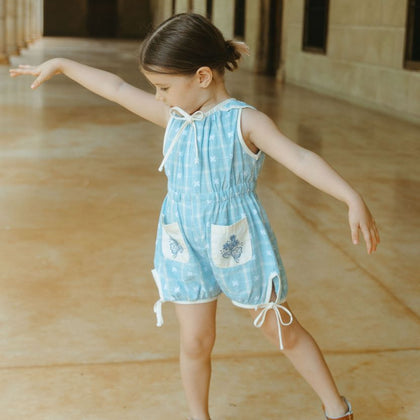 Lali Sun Suit in Vintage Blue Plaid