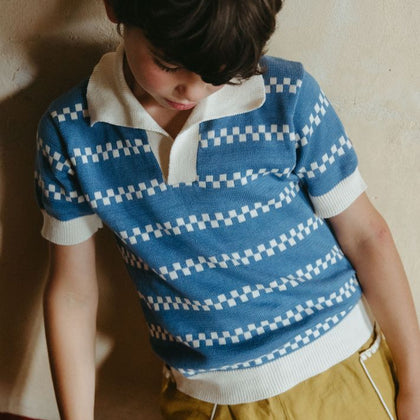 Lali Ames Sweater in Cream & Coastal Blue