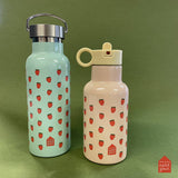 Petit Jour Paris - ST793R Insulated bottle 350ml Strawberries: Pink / Stainless Steel / 7 x 7 x 18
