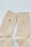 Le Bon Shoppe - Embroidered Her Socks: Porcelain + Gold Heart