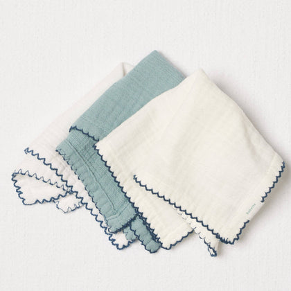 Babette - Washcloth-3 pack: White-Cloud Blue-White