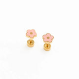 Pip Pop Post - Petite Flower Stud Earring - Hypoallergenic, Flat Back, Girl: Lilac / Pair