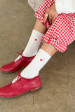 Le Bon Shoppe - Embroidered Her Socks - Mercerized Combed Cotton Rib: Classic Red + Heart