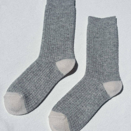 Le Bon Shoppe - Wool Waffled Socks (wholesale): Stone / Cream