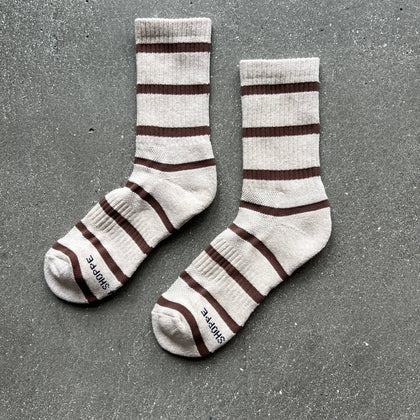 Le Bon Shoppe - Striped Boyfriend Socks: Flax Stripe