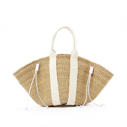 Muun So Straw Bag ~ Natural + Ecru Handle