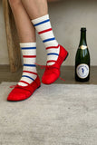 Le Bon Shoppe - Striped Boyfriend Socks: Red Blue Stripe