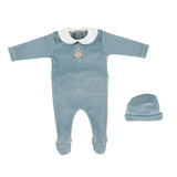 Bebe Organic Eden Collar Set ~ Velour Blue